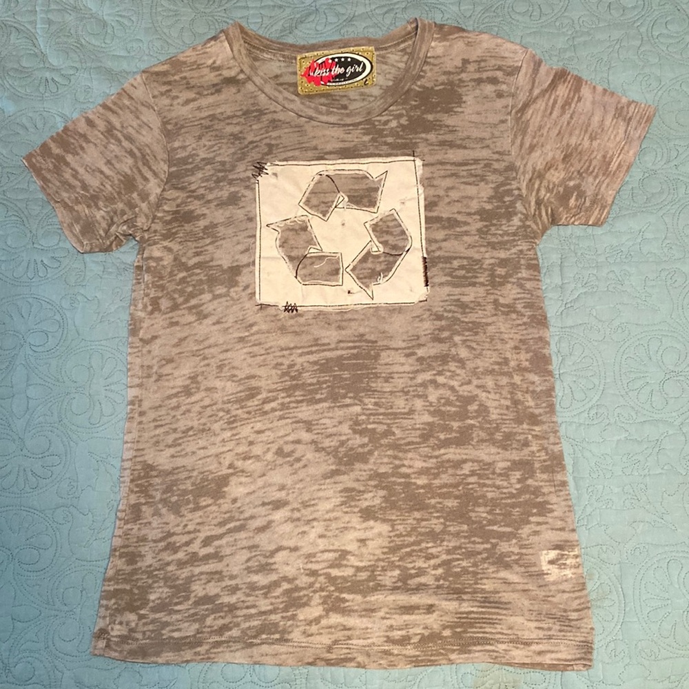 Kiss the Girl brand, burn-out short sleeve t shirt, size L